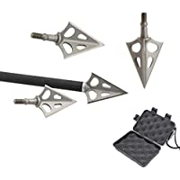 ZSHJG 6pcs Puntas de Flecha de Tiro con Arco Caza Universal Metal Flecha Cabeza 106 Granos Broadhead con 3 Hojas…